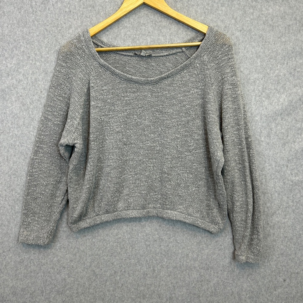Zara Trafaluc Sweater Gray Knit Scoop Neck Raglan Crop Pullover Womens Size S